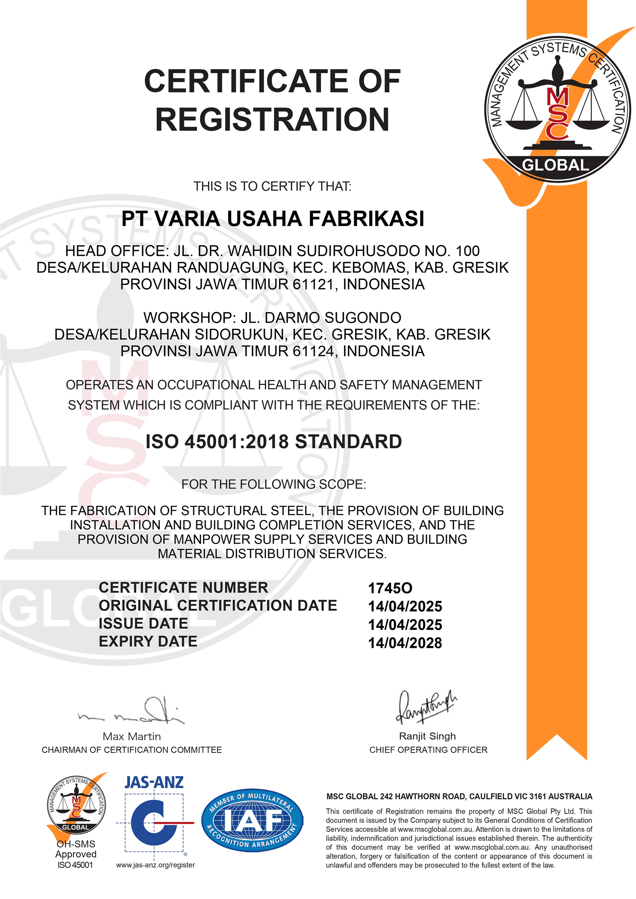 ISO 45001:2018 - Occupational Health and Safety